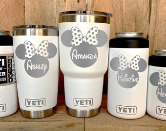 YETI Stainless Steel Tumbler Laser Engraved 20 or 30 oz. and can Colsters- Personalized MINNIE MOUSE, multiple colors available