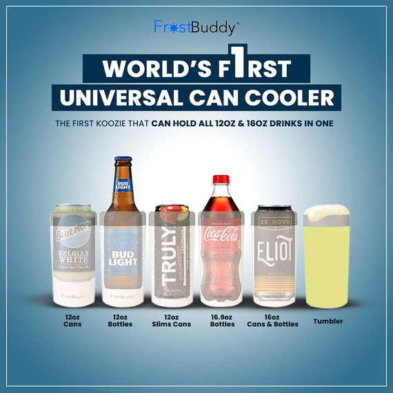 Frost Buddy 2.0 Can Cooler Fits ALL 12 and 16 Oz. Cans and Bottles,  Personalized, Laser Engraved, Select Your Team or School Logo 