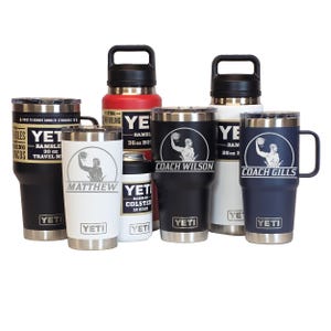 Personalized WATER POLO Coach or Player Gift, Laser Engraved YETI Tumblers, Mugs with Handles, Can Colsters and Chug Bottles image 1