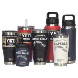 YETI  Personalized BASEBALL / SOFTBALL Player, Coach Gift. Laser Engraved Tumblers, Mugs with Handle, Can Colsters and Chug Bottles
