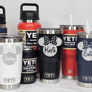 Personalized MINNIE MOUSE YETI - Laser Engraved Tumblers, Mugs with Handles, Can Colsters, and Bottles - multiple colors available