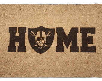 RAIDERS Laser Engraved Home Door Mat - Coir, coconut hair, 30" x 18" doormat, welcome, Football fan gift