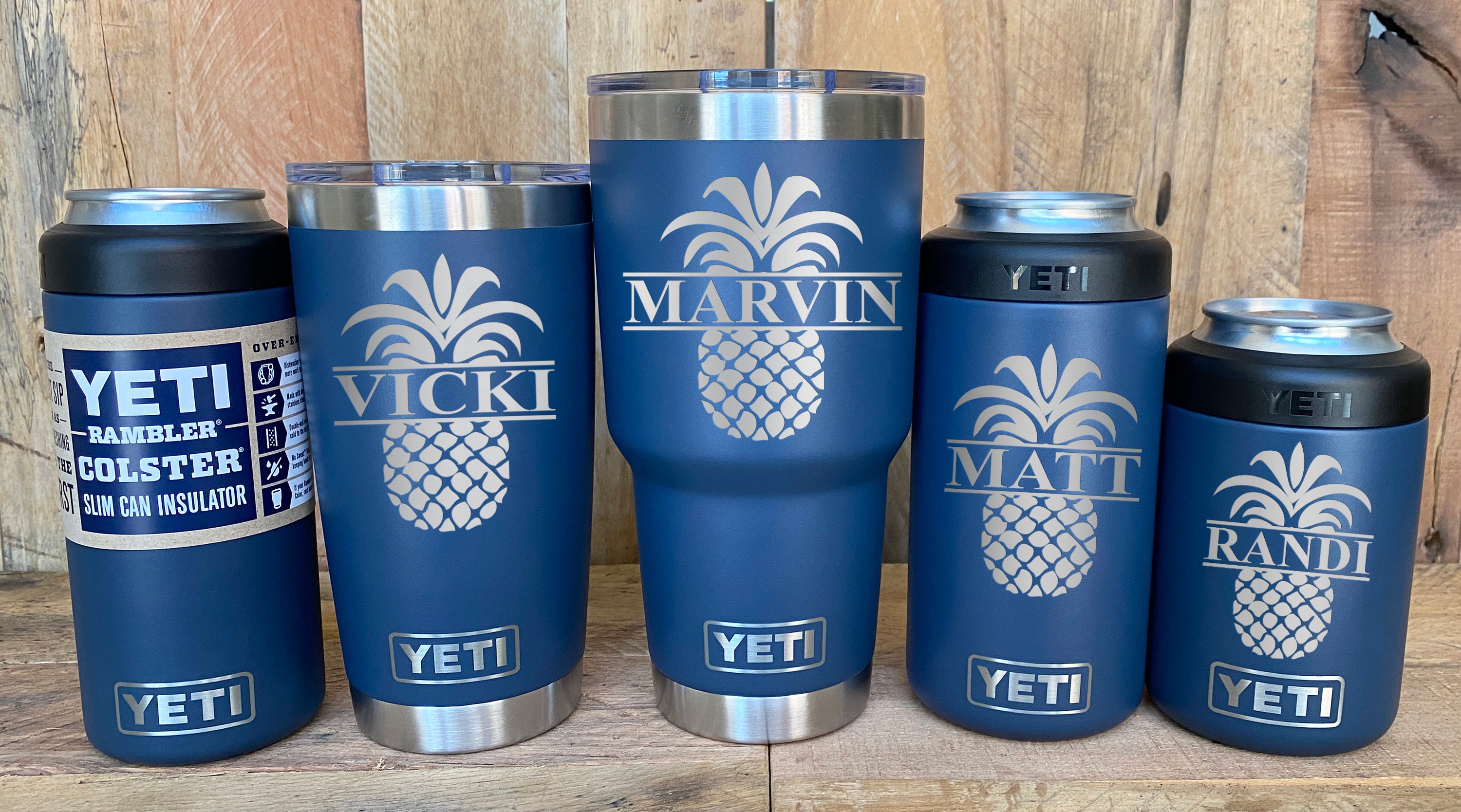 Yeti 20oz or 30oz Alpine Yellow Pineapple Laser Engraved 360 Degree 