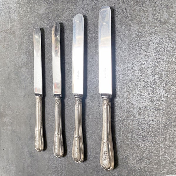 4 old Christofle engraved knives