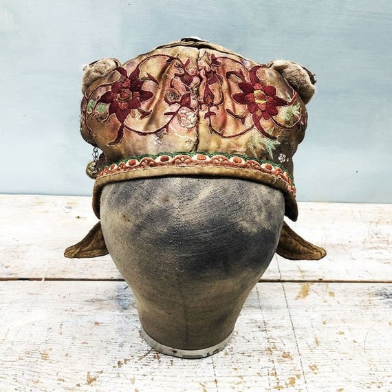 vintage children's hat in embroidered satin