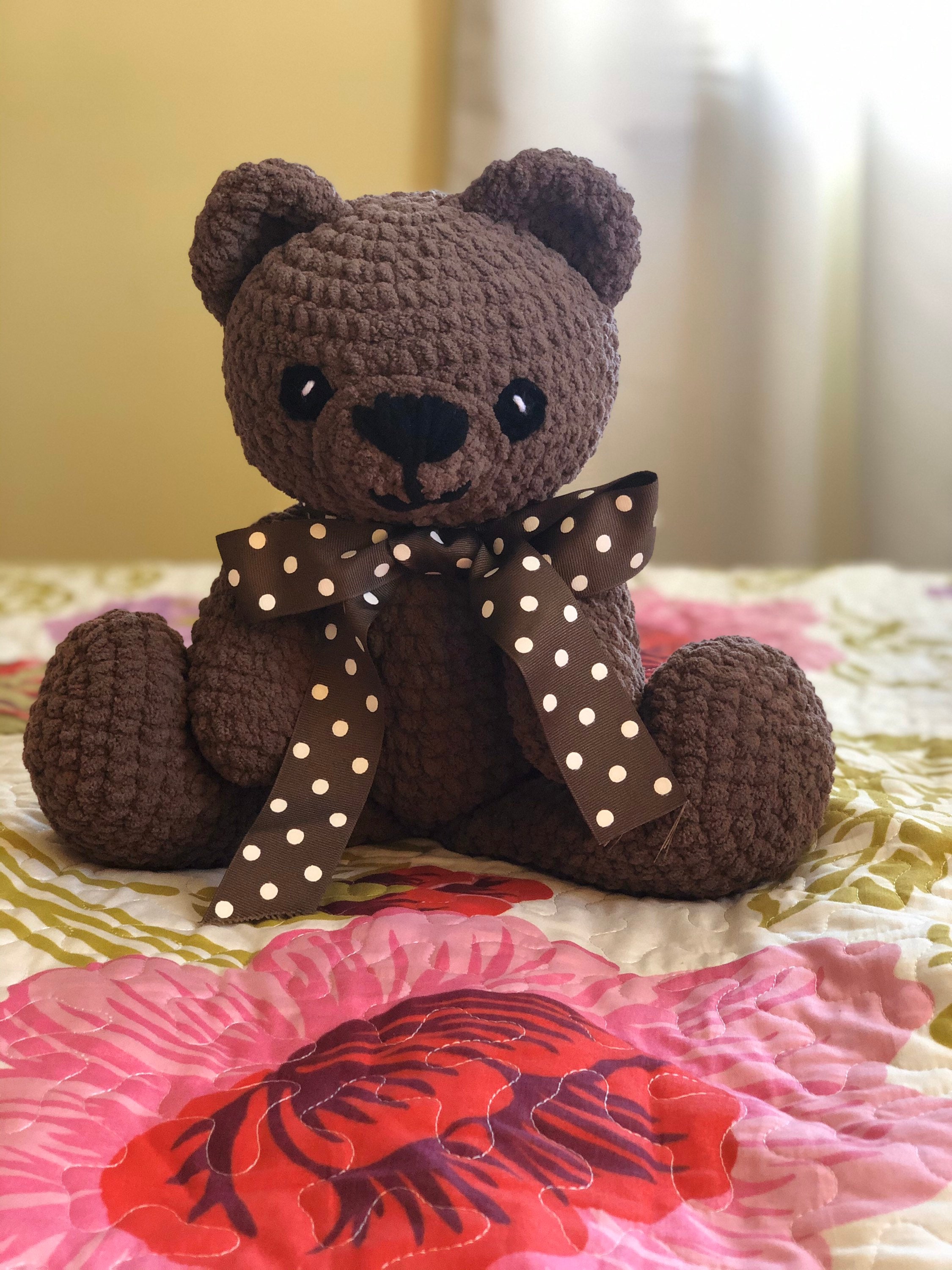 Crocheted Teddy Bear Large Stuffed Teddy Bear Home Made Etsy