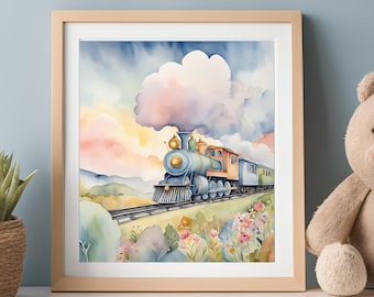 Train and Flowers