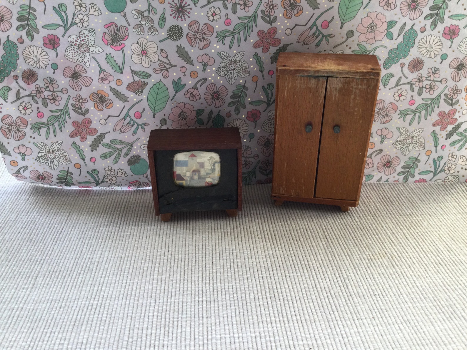 Vintage Lundby Barton Dolls House Television and wardrobe Etsy