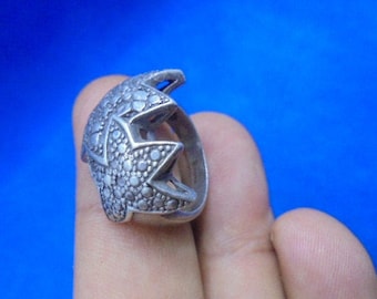Thailandese jewelry, vintage silver srars design ring, size USA 7