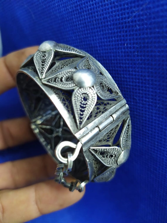 Moroccan Jewelry, vintage silver  Tiznit style fi… - image 2
