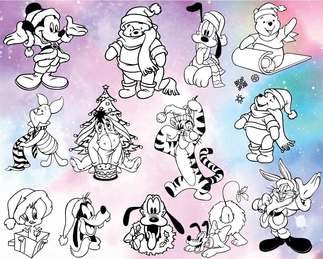 Download Christmas Disney Characters Cutting Files and ClipArt svg ...