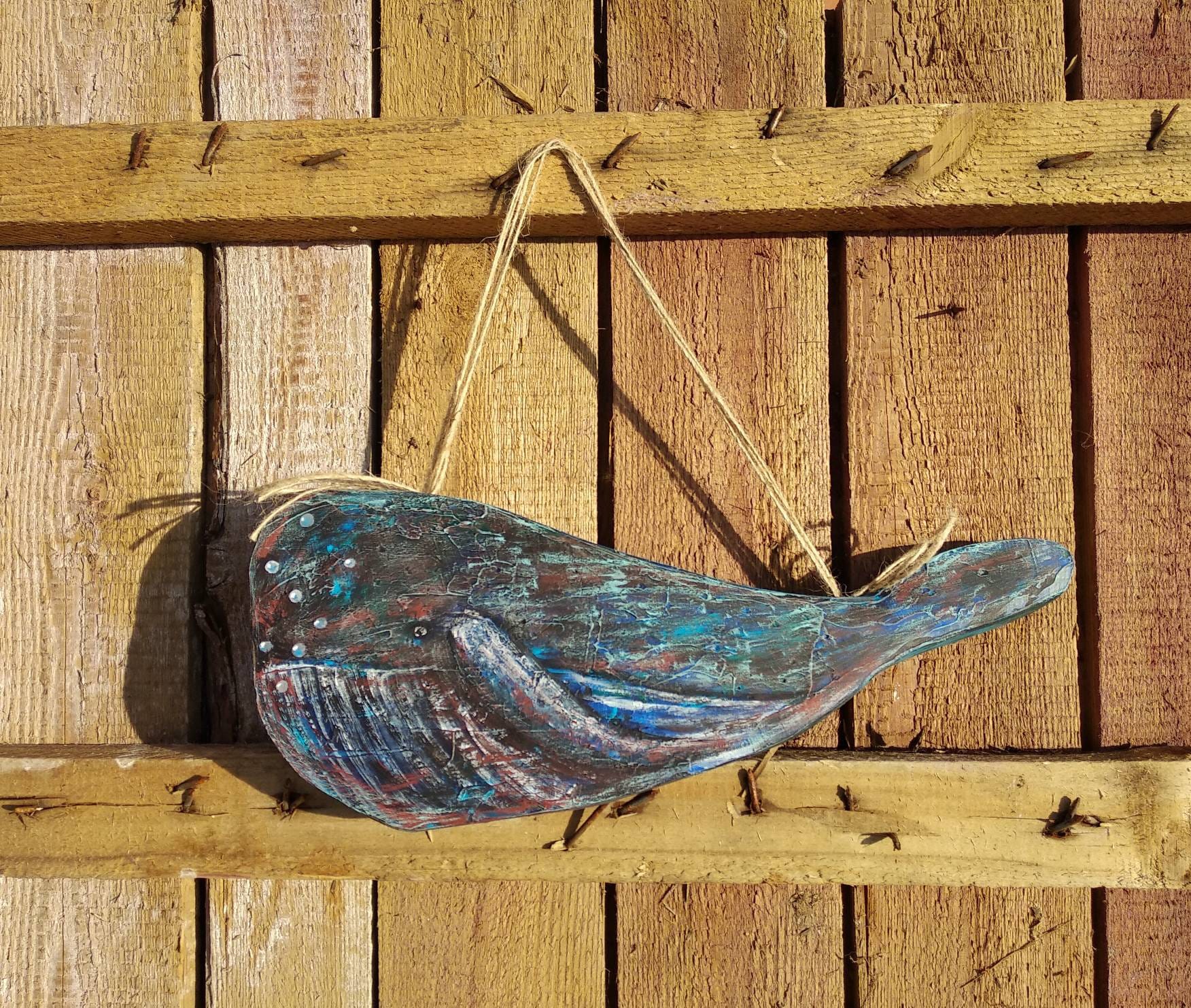 Wooden whale wall decor Blue whale for children room Etsy