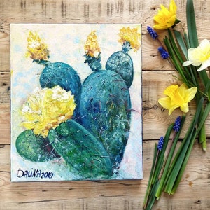 Cactus acrylic painting Beautiful cactus artwork for living room Cactus art for home or office Mexico wall decor cactus Peyote acrylic art