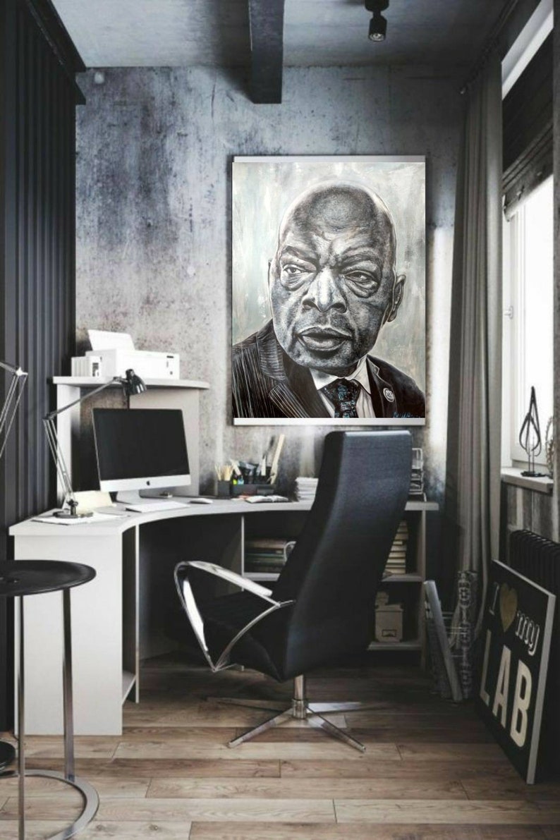 John Lewis Acrylic Portrait John Lewis Big Art American Etsy