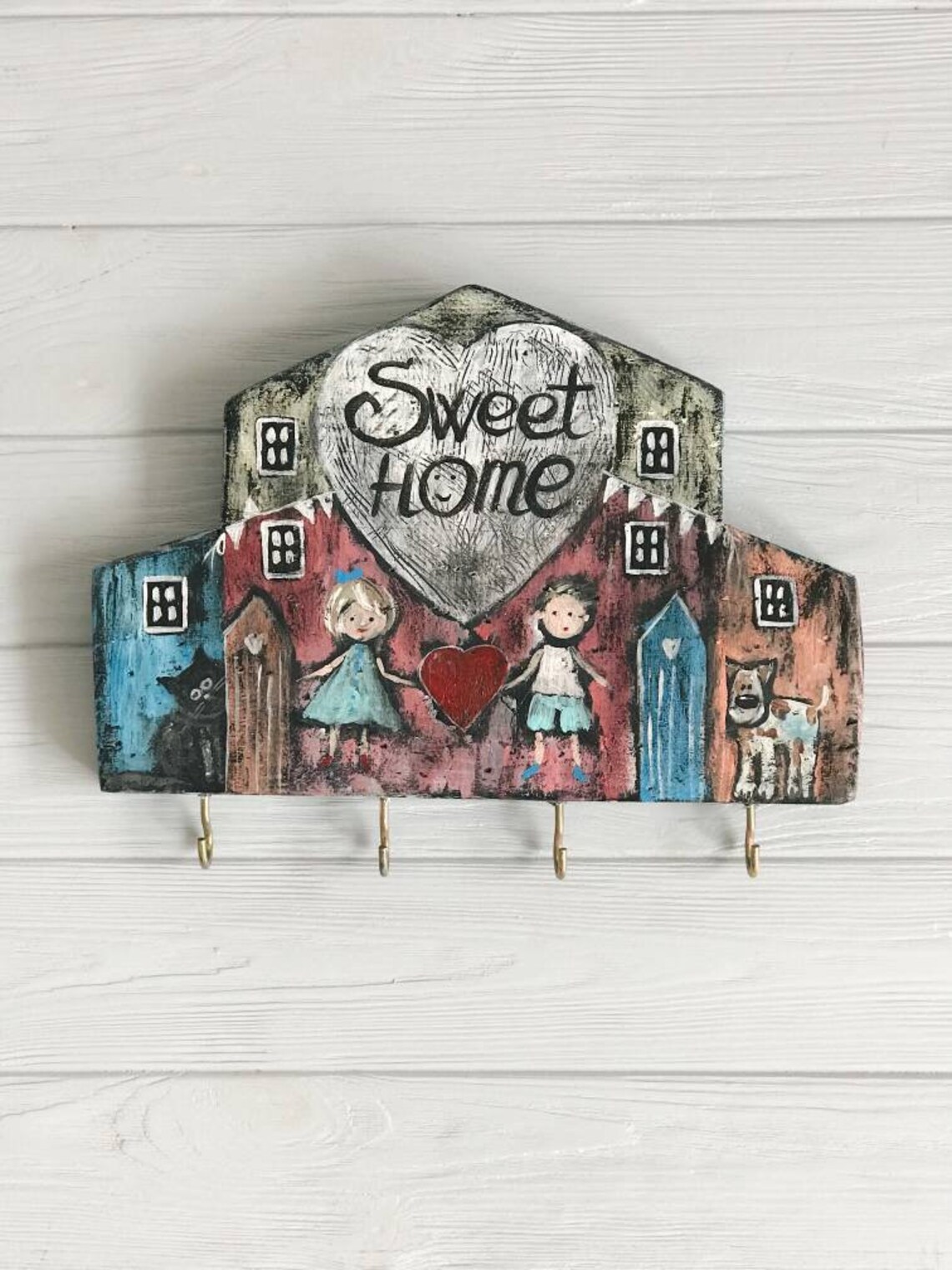 Sweet home key holder for family Organizer for keys Etsy
