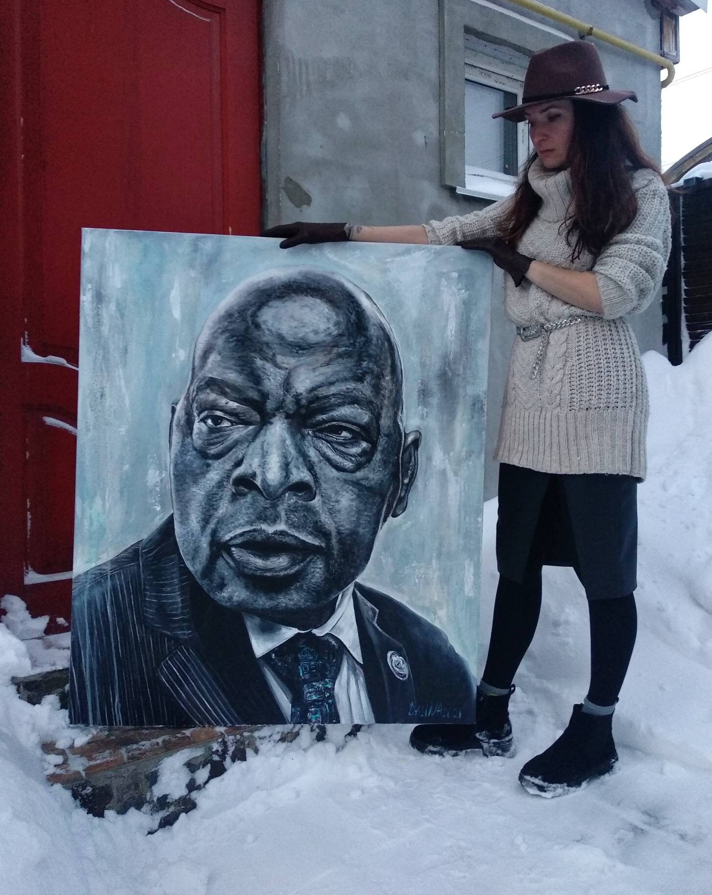 John Lewis acrylic portrait John Lewis big art American | Etsy