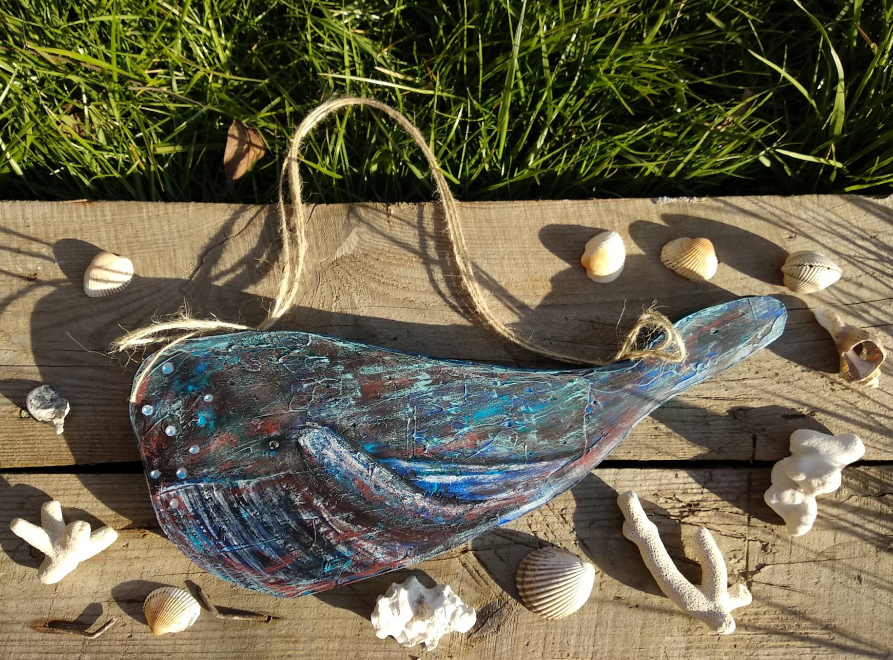 Wooden whale wall decor Blue whale for children room Etsy