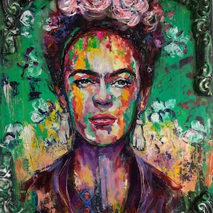 Frida Kahlo Acrylic Portrait Mexican Handmade Art Frida Kahlo - Etsy
