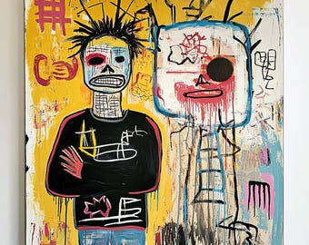 Basquiat Style Acrylgemälde: Street Art, Jugendzimmer Dekor