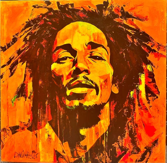 Bob Marley Acrylic Portrait, Handmade Pop Art, Bright Interior - Etsy
