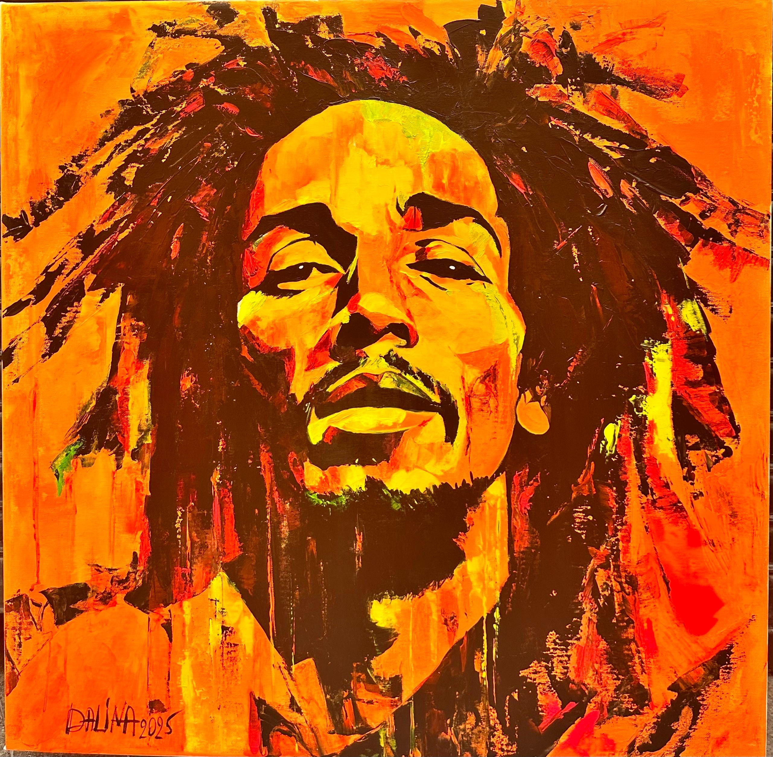 ボブ・マーリー歌手の大きなアクリル肖像画、ボブ・マーリーの手作り