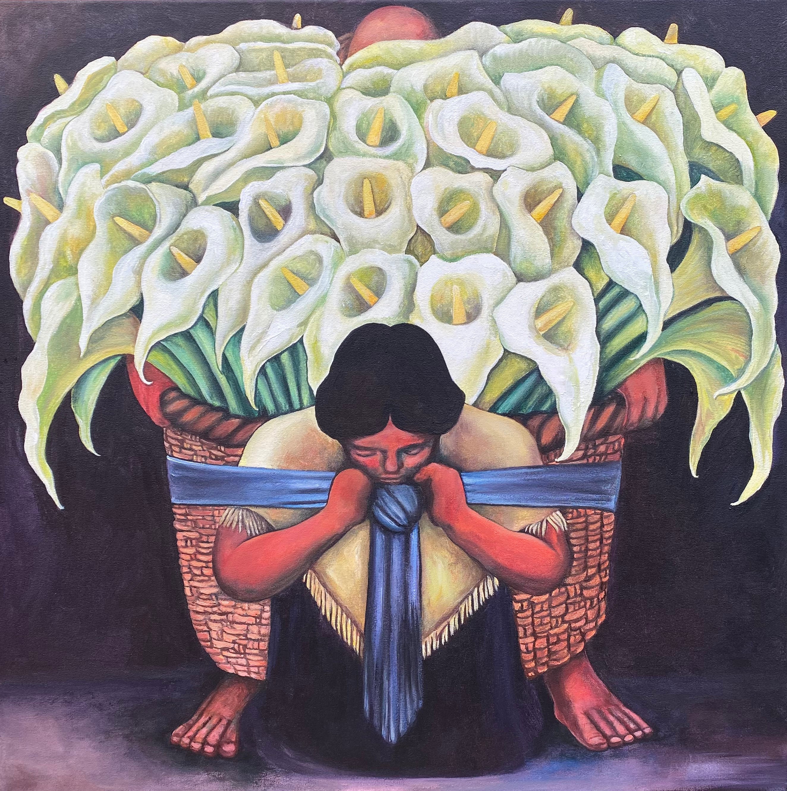 ディエゴ・リベラ作「花売り娘 Vendedora de Flores」手作り複製