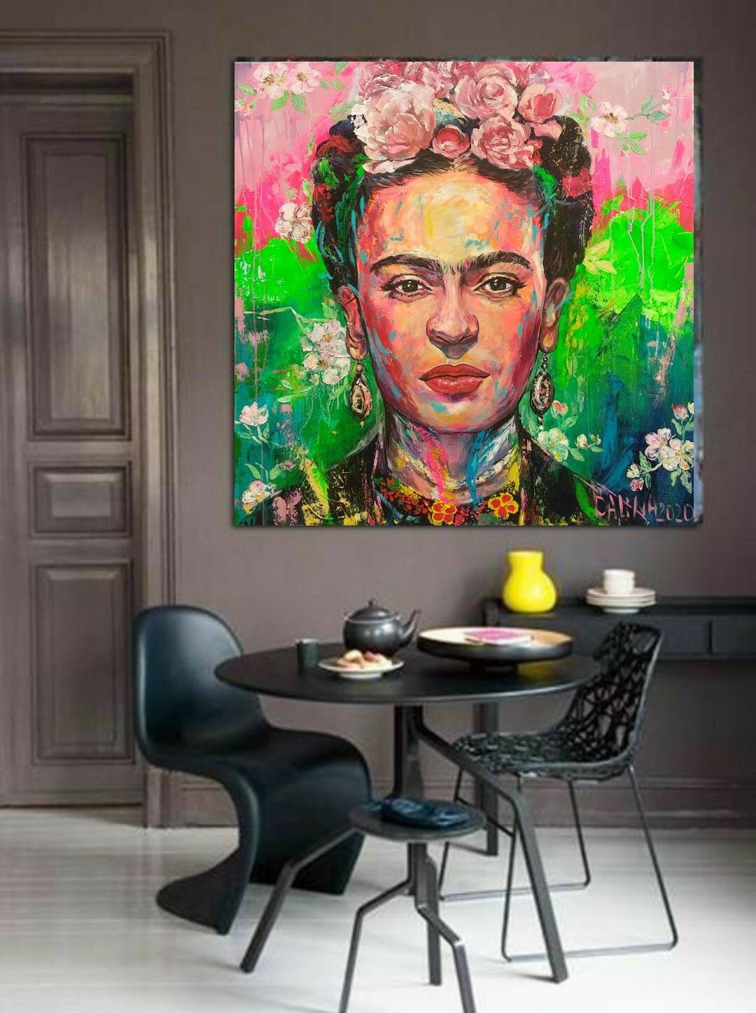 Frida Kahlo portrait Peinture acrylique Frida Kahlo art Grand format art  pour intérieur moderne Acrylique fait à la main image de style mexicain art  pour la maison -  France