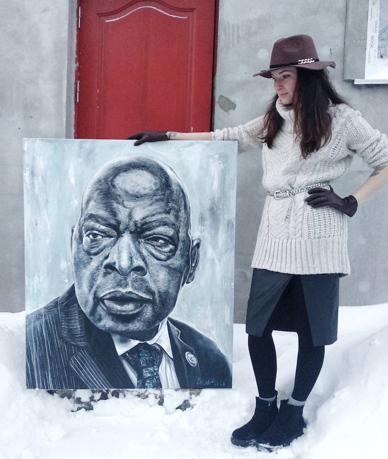 John Lewis Acrylic Portrait John Lewis Big Art American Etsy