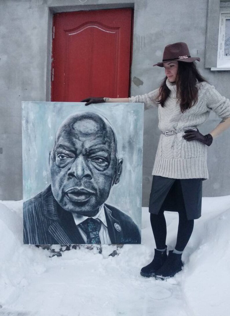 John Lewis Acrylic Portrait John Lewis Big Art American Etsy