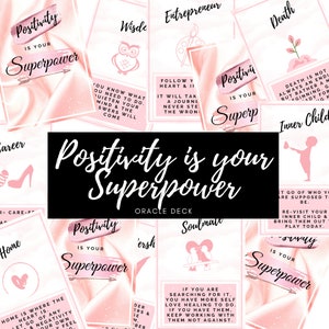 Baraja de cartas del oráculo de la positividad, cartas de afirmación, regalo de afirmación, regalo positivo, regalos de positividad, regalo de positividad, regalo rosa, tarjetas rosas,