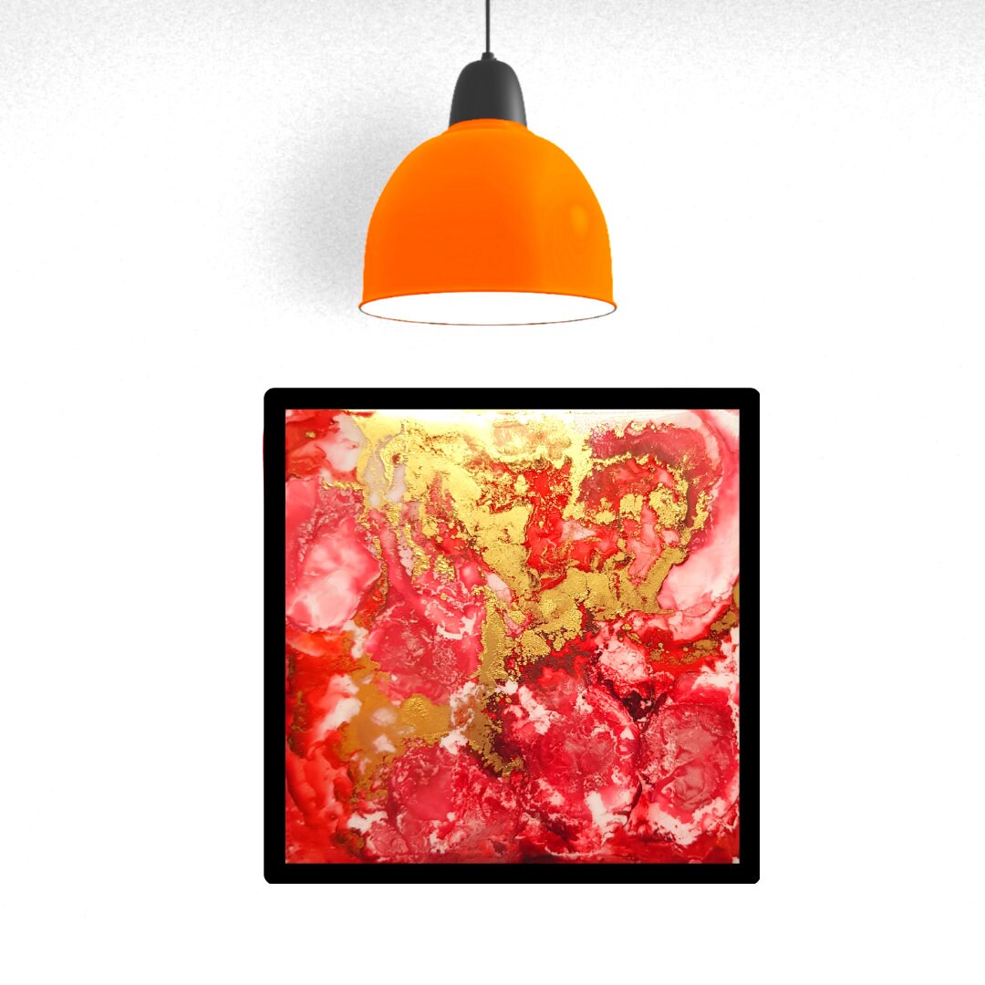 Wall DecorAbstract Art Print Red Wall Art Prints Red gold Etsy