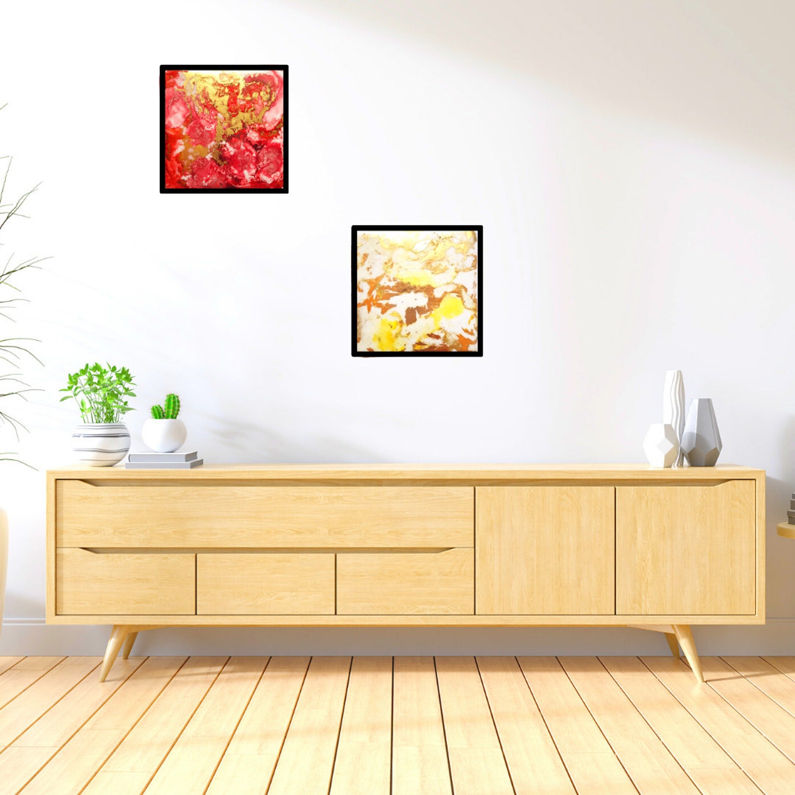 Wall DecorAbstract Art Print Red Wall Art Prints Red gold | Etsy