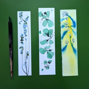 Ensemble de 3 cartes/signets à l'encre dessinées à la main