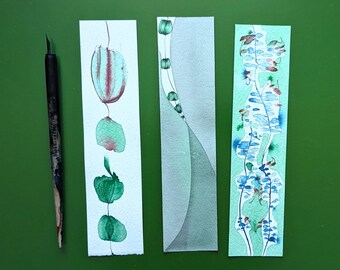 Set of 3 handdrawn ink cards /  bookmarks