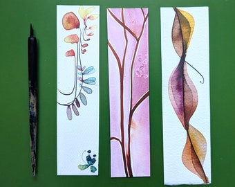 Set of 3 handdrawn ink cards /  bookmarks