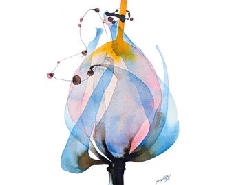 Original ink drawing flower