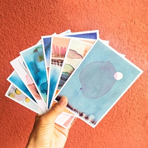 Postkartenset mit 8 Tuschezeichnungen