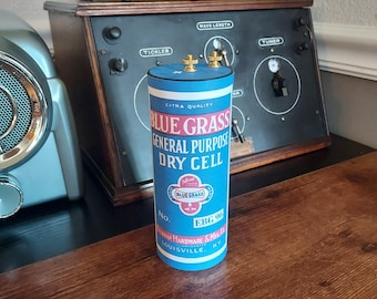 Replica Vintage BlueGrass Re-fillable No. 6 Dry Cell 1.5V for radio, antique telephone, ignition, farm radio