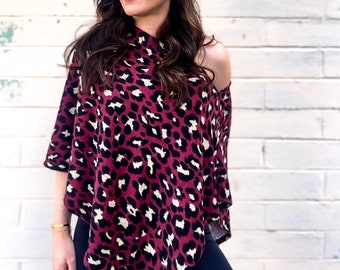 Maroon Leopard Nursing Cover