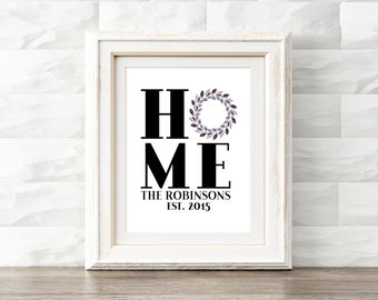 Family Name Sign, Custom Printable, Entryway Decor, Instant Wall Art, Custom Family Print, Housewarming Gift, Wedding Present, Digital File