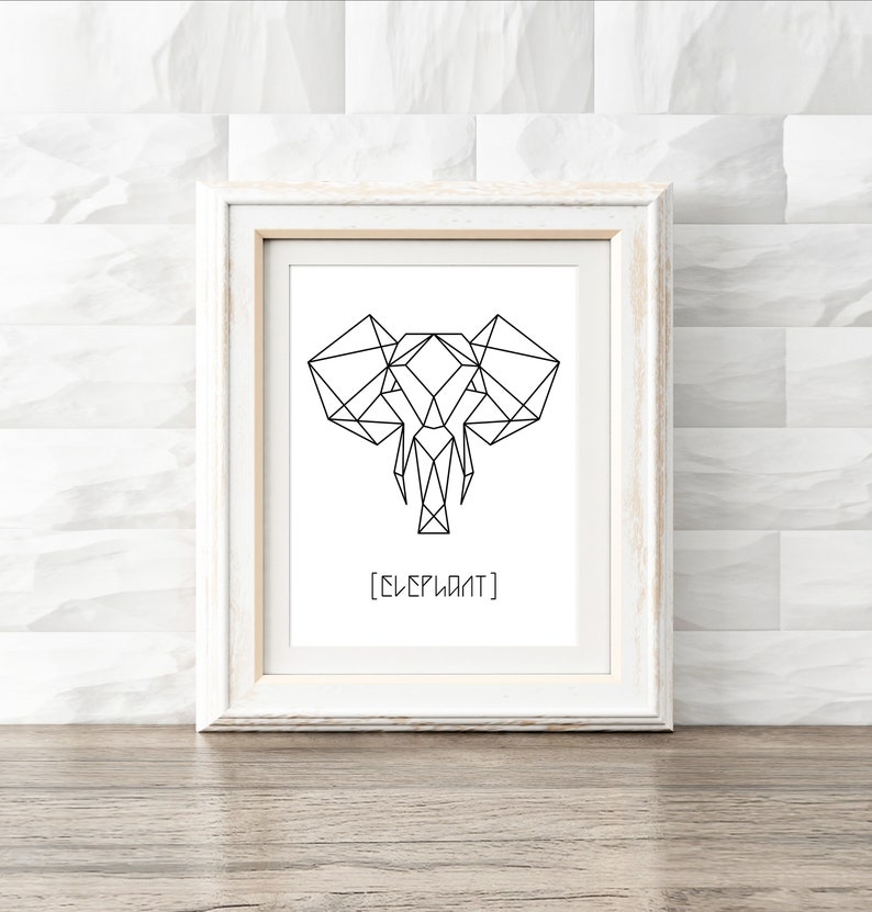 Three Piece Set, Printable Wall Art, Geometric Animal DIY Prints image 7