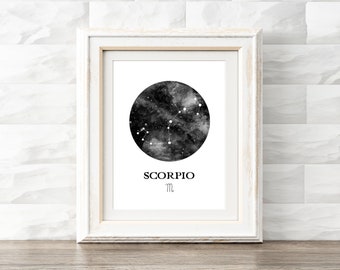 Scorpio Zodiac, Astrology Poster, Constellation Art, Office Wall Art, Printable File, Horoscope Print, Digital Download, Scorpio Birthday