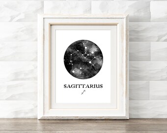 Sagittarius Poster, Office Wall Art, Home Decor, Instant Download, Gallery Wall Prints, Minimalist Design, Constellation Sign, Star Wall Art