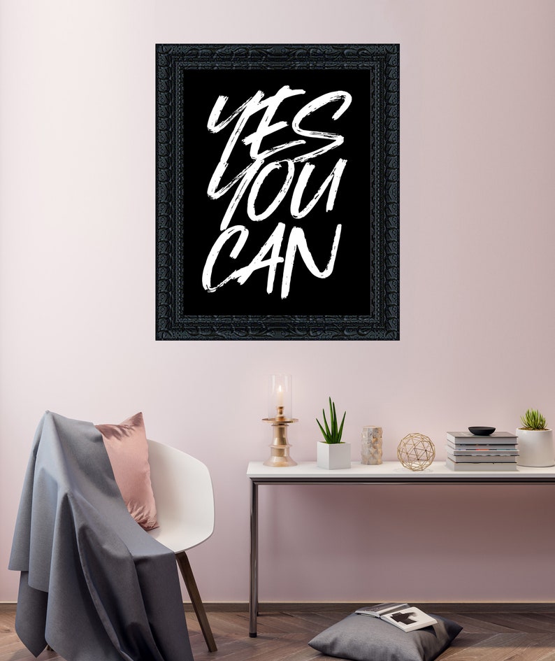 Motivational Printable Yes You Can Poster Instant Wall Art Etsy