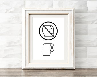 Arte de pared para baño, Impresión divertida de inodoro, Letrero de papel higiénico, Decoración instantánea para el hogar, Póster de baño, Arte para tocador, Decoración de baño, Impresión de pared