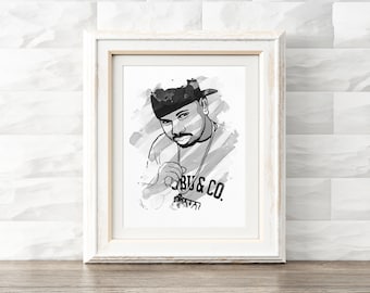 DJ Screw Portrait, Hip Hop Printable, Rapper Wall Art, DJ Screw Watercolor, Instant Home Decor, Digital Download, Printable File, Rap Music