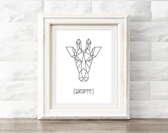 Origami Giraffe Geometric Art Printable
