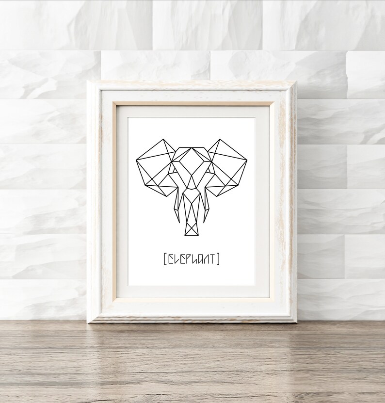 Three Piece Set, Printable Wall Art, Geometric Animal DIY Prints image 3