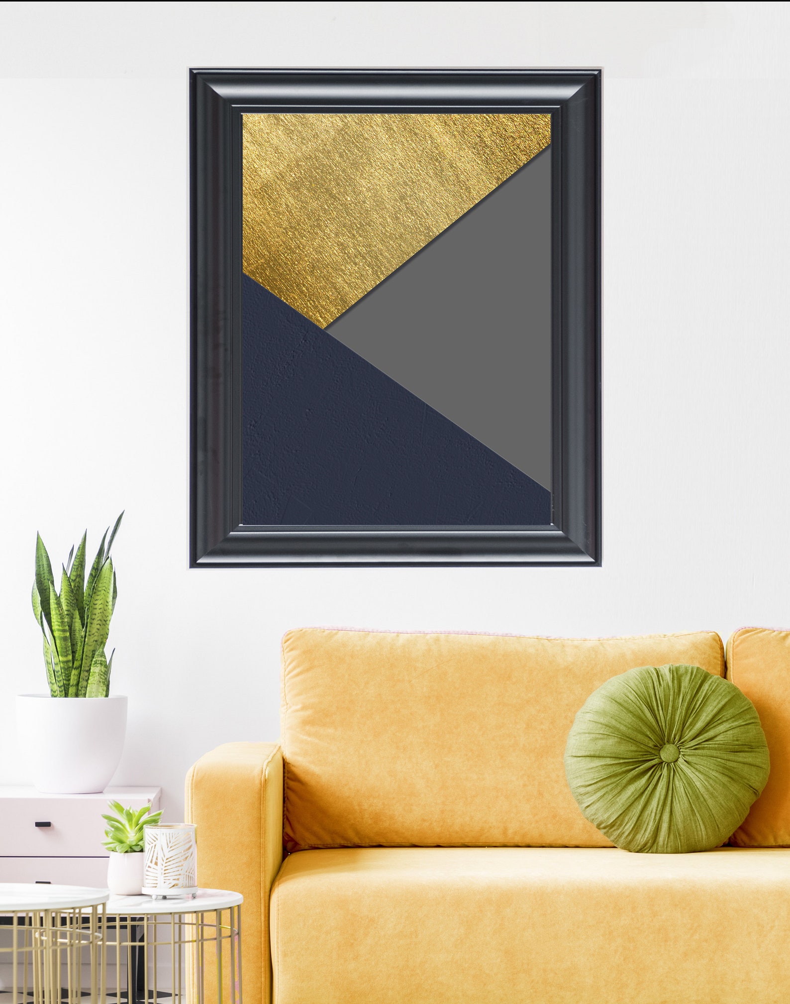 Geometric Wall Art Gold Navy Decor Printable Art Etsy