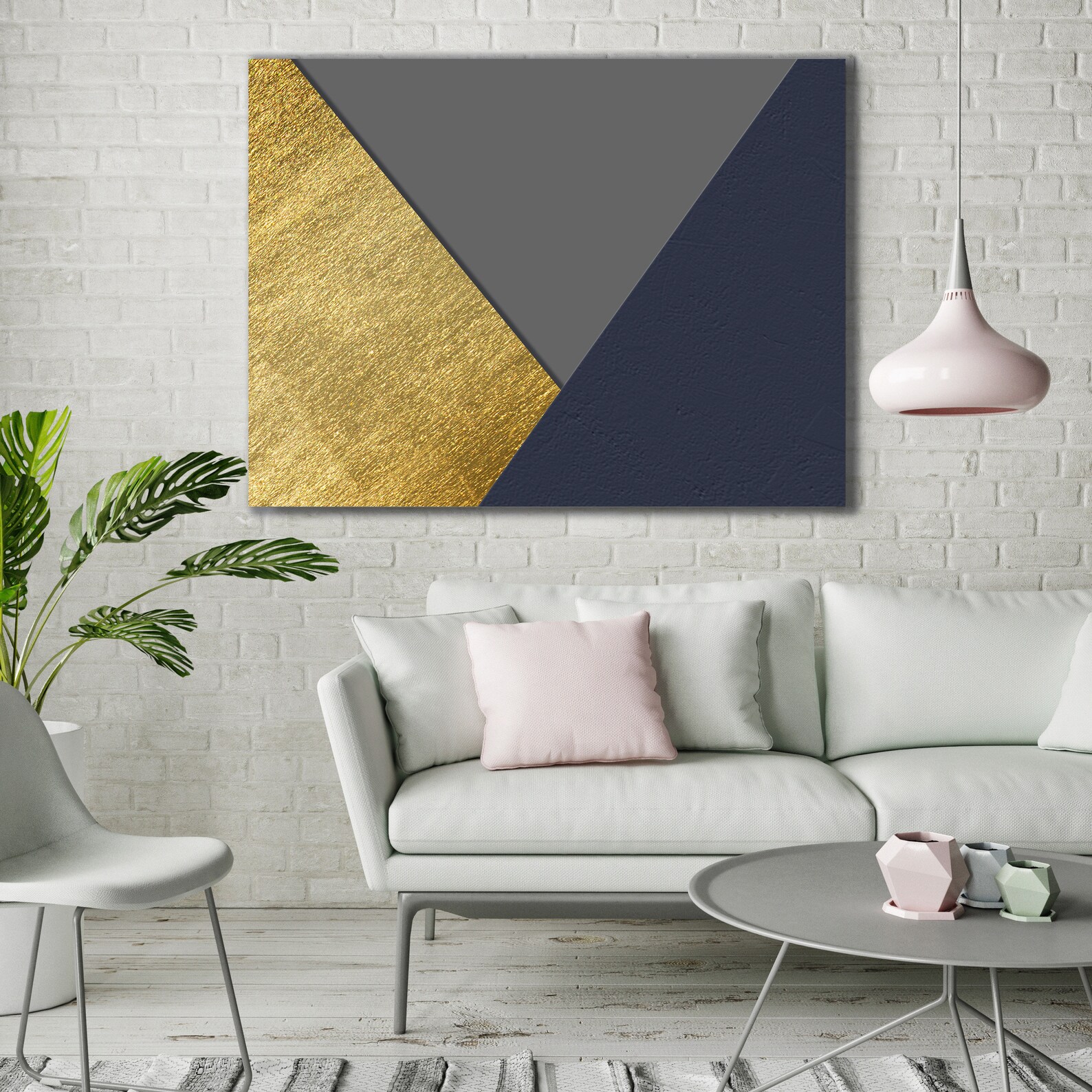 Geometric Wall Art Gold Navy Decor Printable Art Etsy